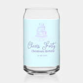 Cheers forty happy birthday cake blue purple name  ガラス缶 (裏面)
