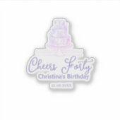 Cheers forty happy birthday cake blue purple name  シール (正面)