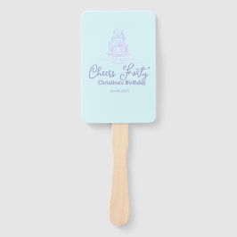 Cheers forty happy birthday cake blue purple name  ハンドファン