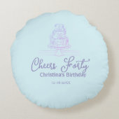 Cheers forty happy birthday cake blue purple name  ラウンドクッション (裏面)