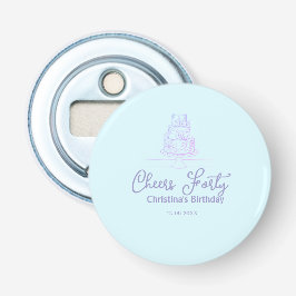 Cheers forty happy birthday cake blue purple name  栓抜き