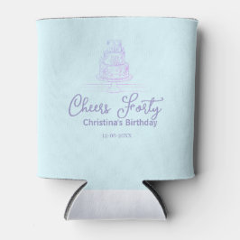Cheers forty happy birthday cake blue purple name  缶クーラー