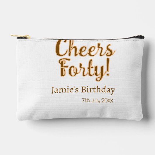 Cheers forty orange brown calligraphy birthday nam アクセサリーポーチ (正面)