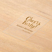 Cheers forty orange brown calligraphy birthday nam アクリル招待状 (レイダウン)