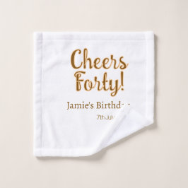 Cheers forty orange brown calligraphy birthday nam ウォッシュタオル