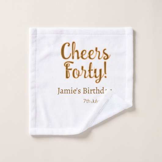 Cheers forty orange brown calligraphy birthday nam ウォッシュタオル (ウォッシュタオル)