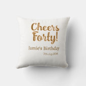 Cheers forty orange brown calligraphy birthday nam クッション (裏面)