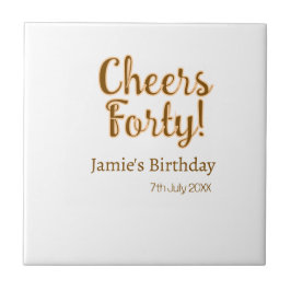 Cheers forty orange brown calligraphy birthday nam タイル