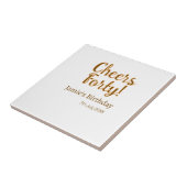 Cheers forty orange brown calligraphy birthday nam タイル (側面)