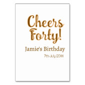 Cheers forty orange brown calligraphy birthday nam テーブルナンバー (裏面)