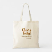 Cheers forty orange brown calligraphy birthday nam トートバッグ (裏面)