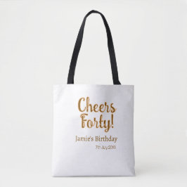 Cheers forty orange brown calligraphy birthday nam トートバッグ