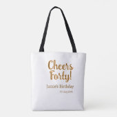 Cheers forty orange brown calligraphy birthday nam トートバッグ (裏面)