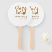 Cheers forty orange brown calligraphy birthday nam ハンドファン (正面&裏面)