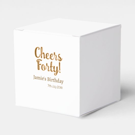 Cheers forty orange brown calligraphy birthday nam フェイバーボックス (正面サイド)
