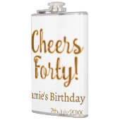 Cheers forty orange brown calligraphy birthday nam フラスク (左)
