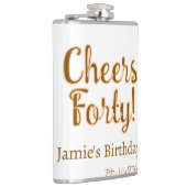 Cheers forty orange brown calligraphy birthday nam フラスク (右)