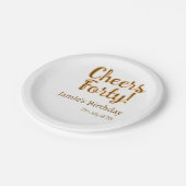 Cheers forty orange brown calligraphy birthday nam ペーパープレート (アングル)