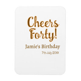Cheers forty orange brown calligraphy birthday nam マグネット