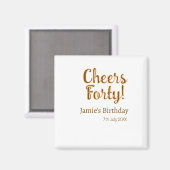 Cheers forty orange brown calligraphy birthday nam マグネット (正面/裏面)