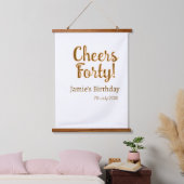 Cheers forty orange brown calligraphy birthday nam 吊り下げ型タペストリー (寝室)