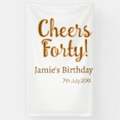 Cheers forty orange brown calligraphy birthday nam 横断幕 (縦)