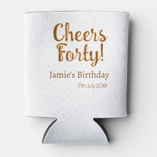 Cheers forty orange brown calligraphy birthday nam 缶クーラー (正面)