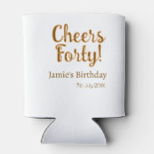 Cheers forty orange brown calligraphy birthday nam 缶クーラー (裏面)