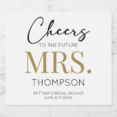 Cheers Future MRS Bridal Shower Modern Gold スパークリングワインラベル (シングルラベル)