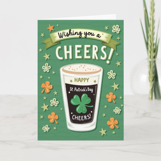 Cheers Glitter Texture St Patricks Card カード (正面)