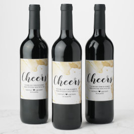 Cheers gold watercolor black text wine label ワインラベル
