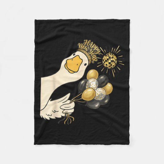 Cheers Happy New Year 2026 Goose With Balloon Disc フリースブランケット (正面)