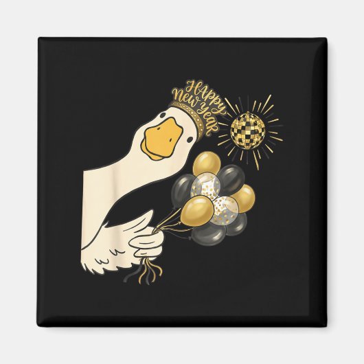 Cheers Happy New Year 2026 Goose With Balloon Disc マグネット (正面)