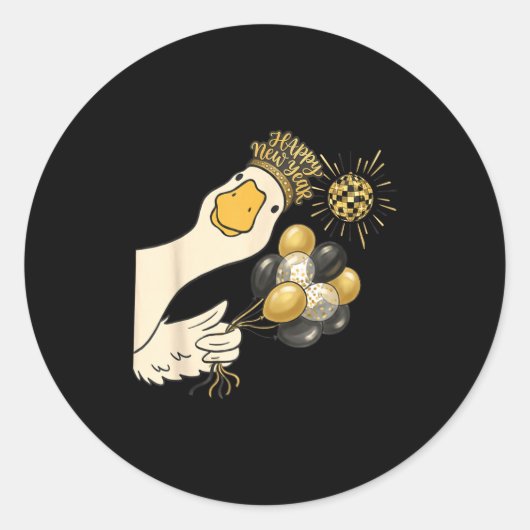 Cheers Happy New Year 2026 Goose With Balloon Disc ラウンドシール (正面)