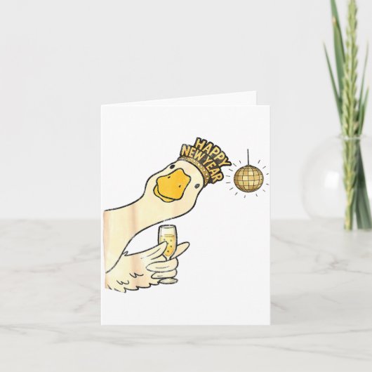 Cheers Happy New Year 2026 Goose With Champagne Di カード (正面)