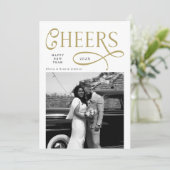 Cheers  Happy New Year Modern Chic 2 Photo シーズンカード (スタンド正面)