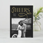 Cheers  Happy New Year Modern Chic 2 Photo シーズンカード (スタンド正面)