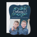 Cheers Holiday Photo Card Christmas Card シーズンカード<br><div class="desc">This holiday collection uses blue,  navy and aqua to celebrate in non-traditional colors. Perfect for Christmas,  New Year's or the holidays.</div>