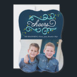 Cheers Holiday Photo Card Christmas Card シーズンカード<br><div class="desc">This holiday collection uses blue,  navy and aqua to celebrate in non-traditional colors. Perfect for Christmas,  New Year's or the holidays.</div>