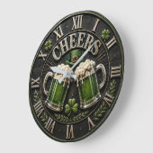Cheers Irish Green Beer Pub St. Patrick's Day ラージ壁時計 (傾斜)