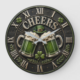 Cheers Irish Green Beer Pub St. Patrick's Day ラージ壁時計