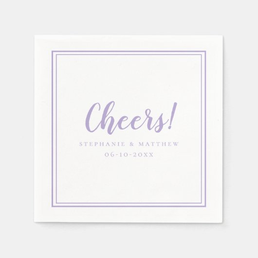 Cheers Lavender Wedding Reception Cocktail  スタンダードカクテルナプキン (正面)