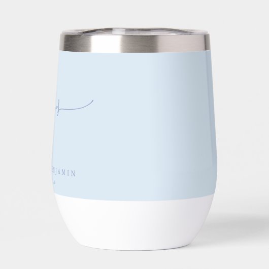 Cheers Minimal Soft Blue Script Custom Wedding   (背面)