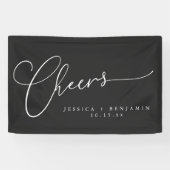 Cheers Minimalist Black Script Elegant Wedding  横断幕 (横)