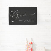 Cheers Minimalist Black Script Elegant Wedding  横断幕 (インサイチュ)