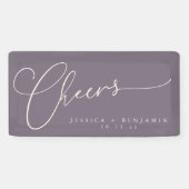 Cheers Minimalist Plum Script Elegant Wedding  横断幕 (横)
