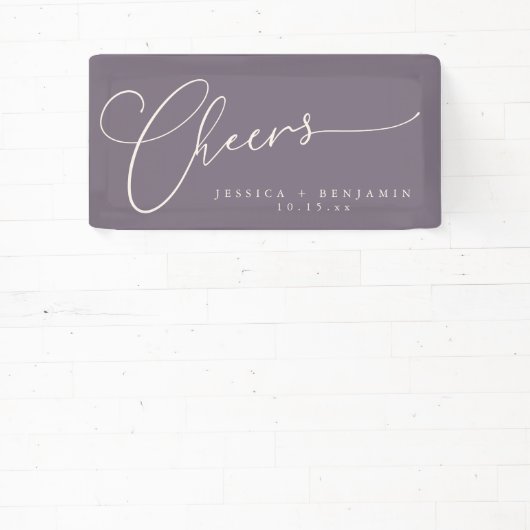 Cheers Minimalist Plum Script Elegant Wedding  横断幕 (インサイチュ)