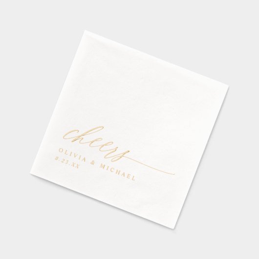 Cheers Modern Elegant Typography Wedding 箔ナプキン (左)