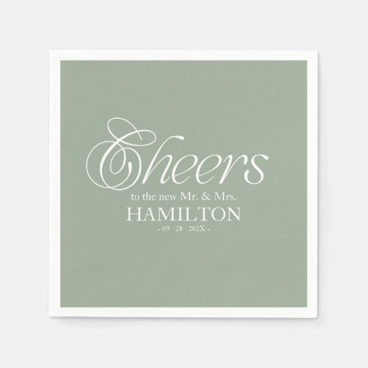 Cheers Modern Minimalist Wedding スタンダードカクテルナプキン (正面)