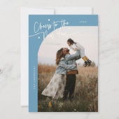 Cheers New Year Denim Blue Curved Frame Photo シーズンカード (正面)